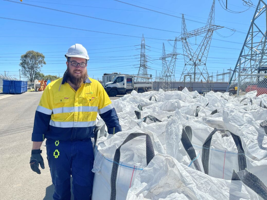 Mitch Coppock and recycled aluminium ready for smelting