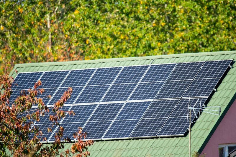 Solar panel on residential house