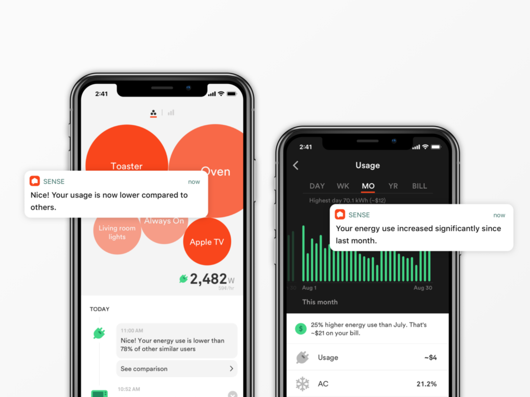 Sense home energy notifications